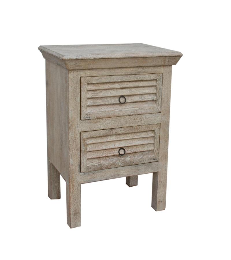 SOLID WOOD 2 DRAWER END TABLE / NIGHTSTAND