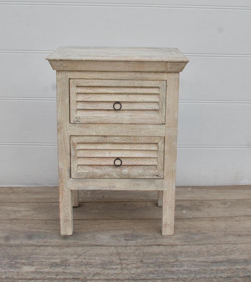 SOLID WOOD 2 DRAWER END TABLE / NIGHTSTAND