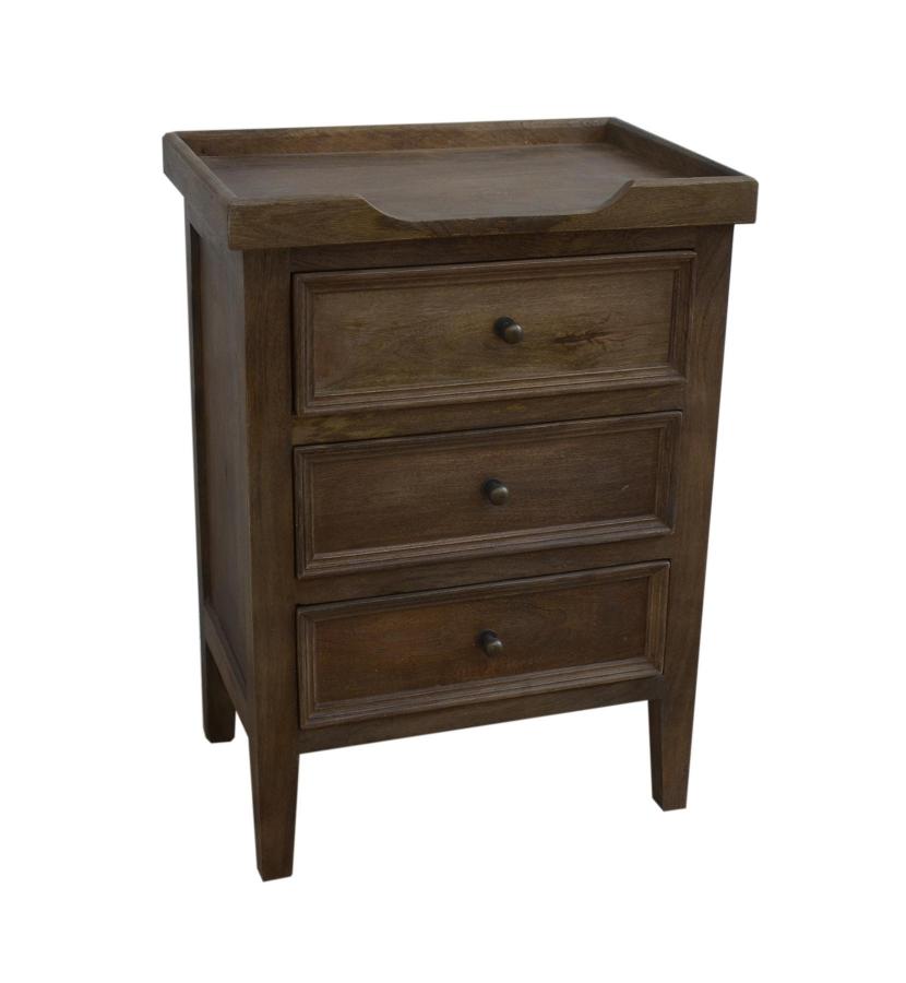 SOLID WOOD 3 DRAWER NIGHTSTAND END TABLE