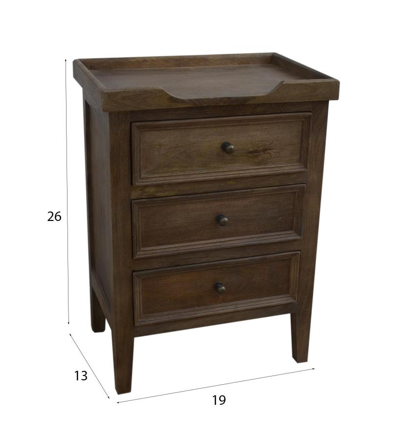 SOLID WOOD 3 DRAWER NIGHTSTAND END TABLE