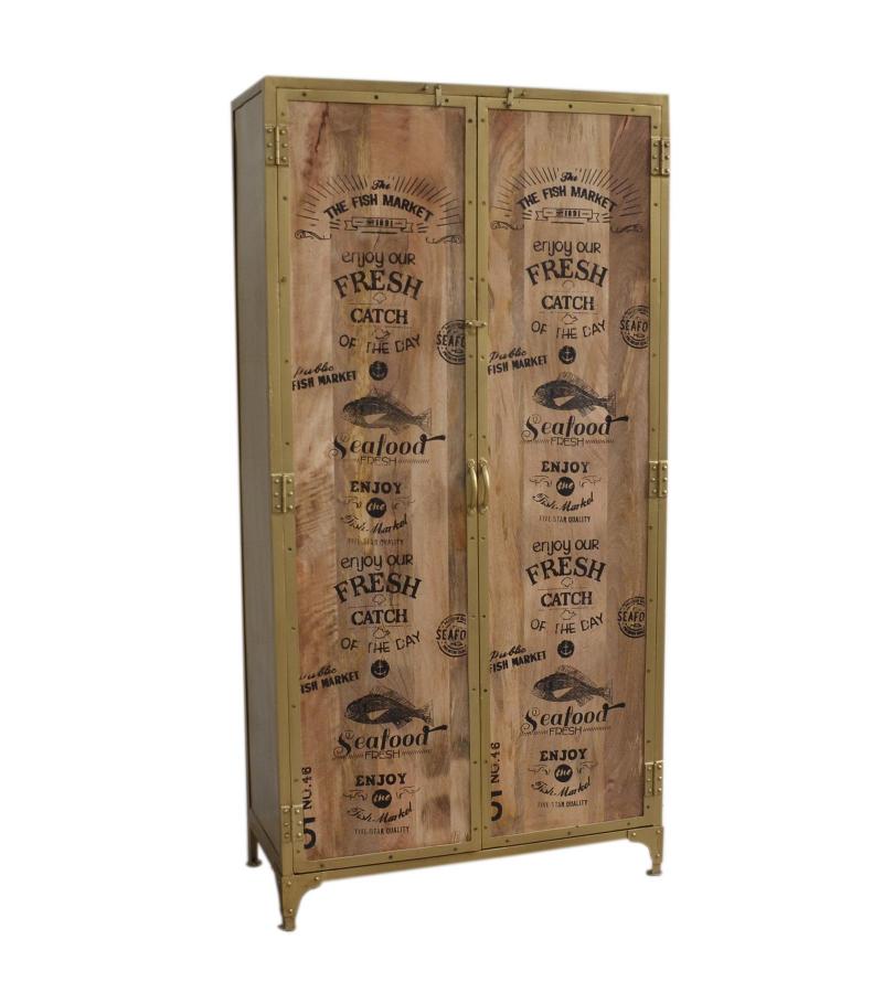 CATCH OF THE DAY WOOD + IRON 2 DOOR CABINET