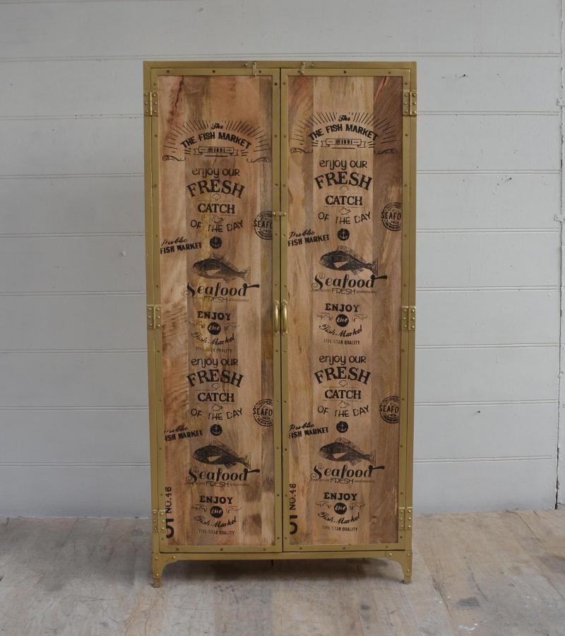 CATCH OF THE DAY WOOD + IRON 2 DOOR CABINET
