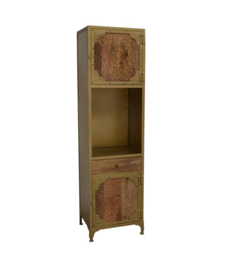 CARVED WOOD + IRON CABINET
