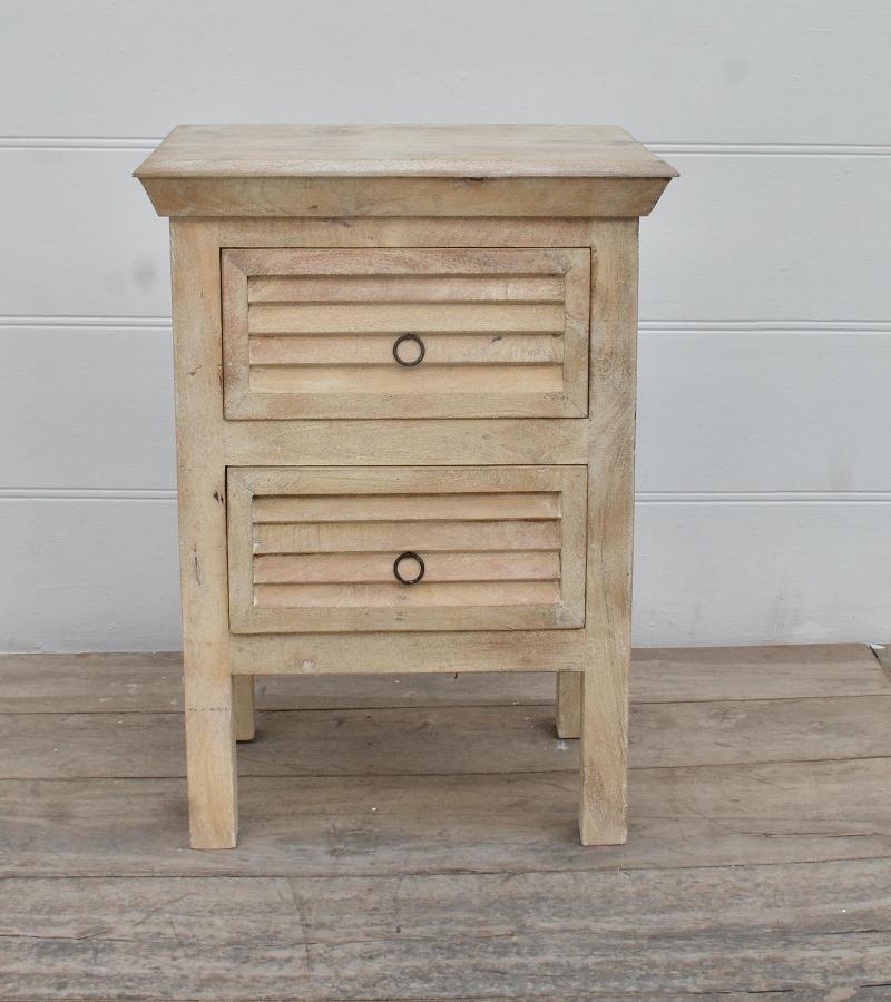 SOLID WOOD 2 DRAWER END TABLE / NIGHTSTAND