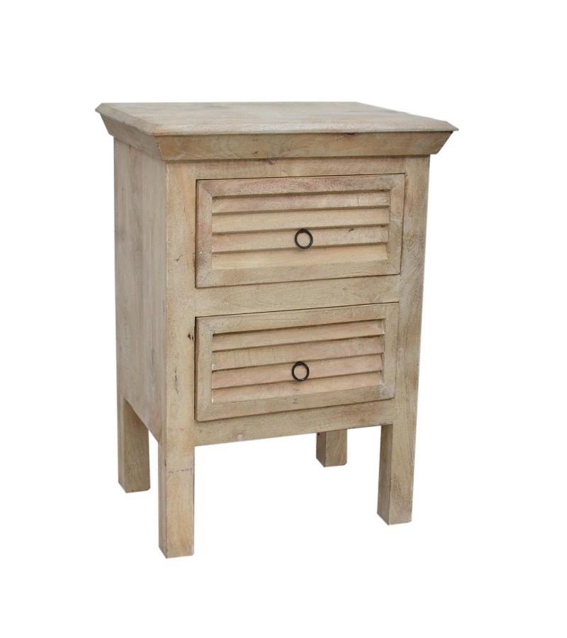 SOLID WOOD 2 DRAWER END TABLE / NIGHTSTAND
