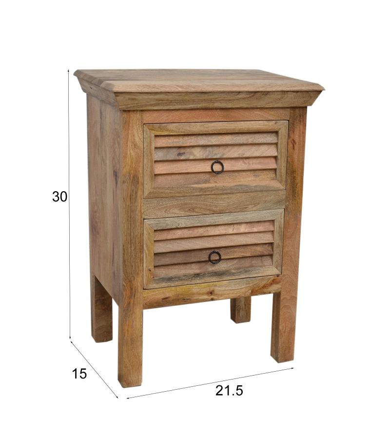 SOLID WOOD 2 DRAWER END TABLE / NIGHTSTAND