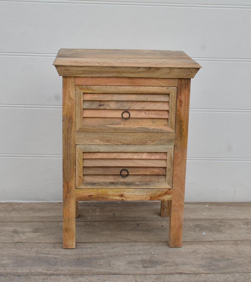 SOLID WOOD 2 DRAWER END TABLE / NIGHTSTAND