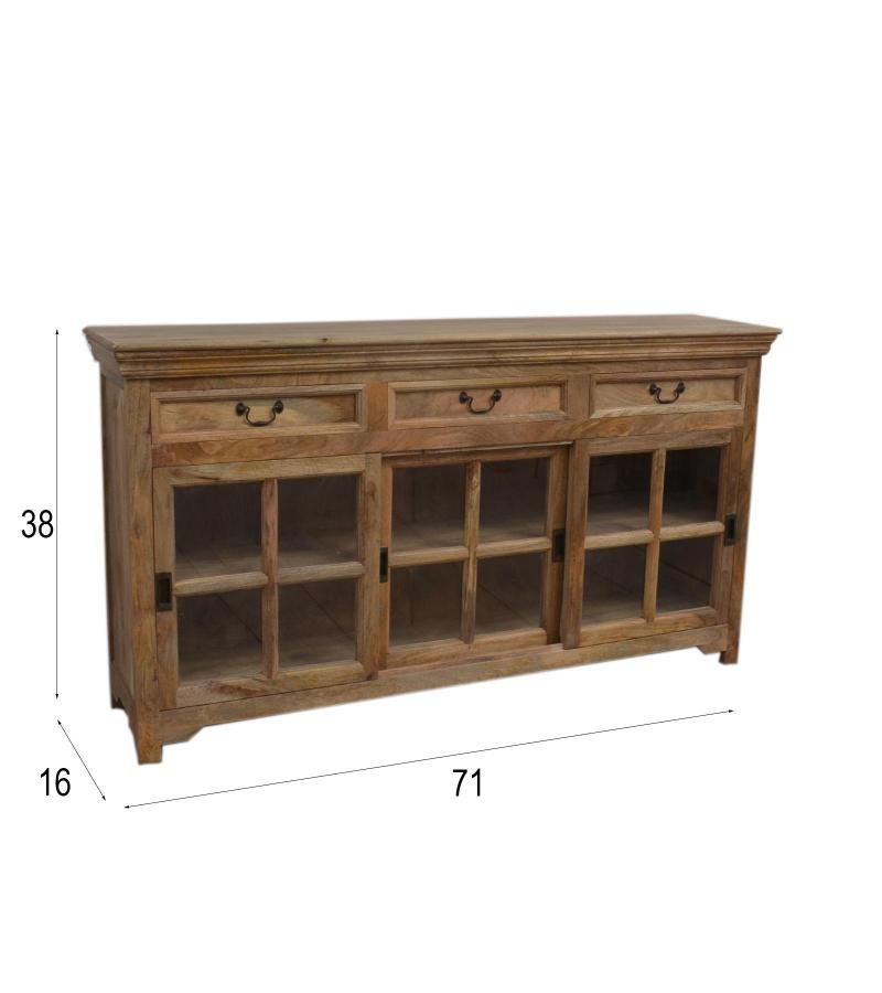 TRADITIONAL SOLID WOOD 3 DOOR SLIDERS WITH DRAWERS SIDEBOARD