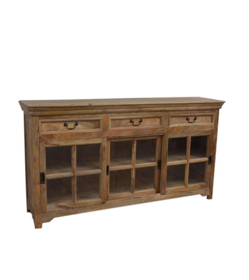 TRADITIONAL SOLID WOOD 3 DOOR SLIDERS WITH DRAWERS SIDEBOARD