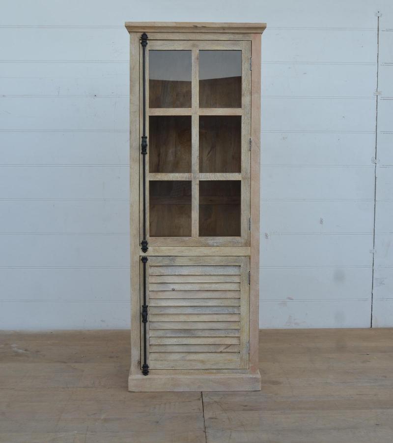 SOLID WOOD & GLASS 2 DOOR DISPLAY + STORAGE CABINET