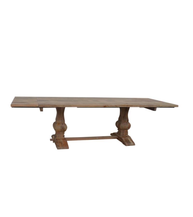 SOLID WOOD PEDESTAL TRESTLE TABLE W / EXTENSIONS