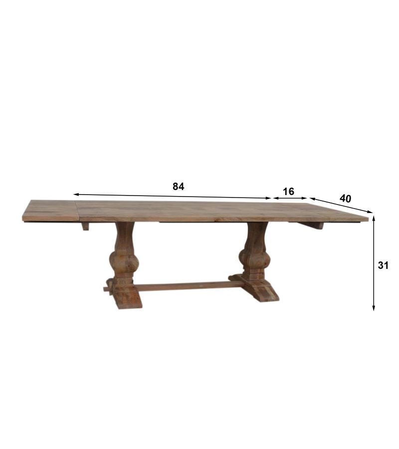 SOLID WOOD PEDESTAL TRESTLE TABLE W / EXTENSIONS