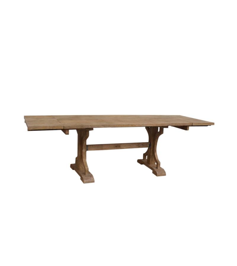 SOLID WOOD X BASE TRESTLE DINING TABLE W/ EXTENSIONS
