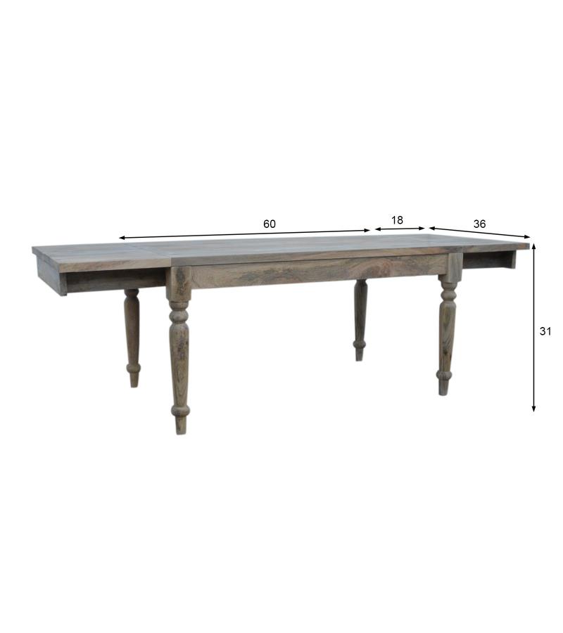 EXTENDABLE SOLID WOOD DINING TABLE W/ SELF-STORING EXTENSIONS