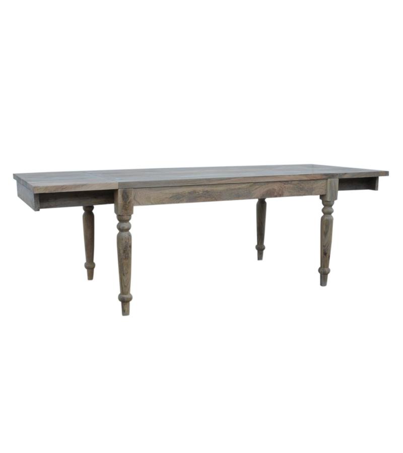 EXTENDABLE SOLID WOOD DINING TABLE W/ SELF-STORING EXTENSIONS