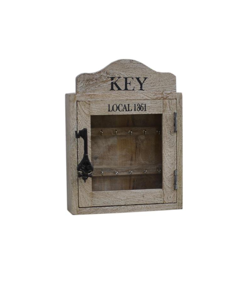 SOLID WOOD & GLASS KEY BOX