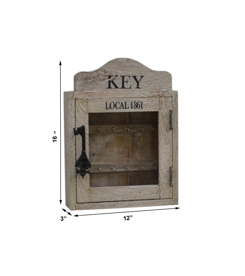 SOLID WOOD & GLASS KEY BOX
