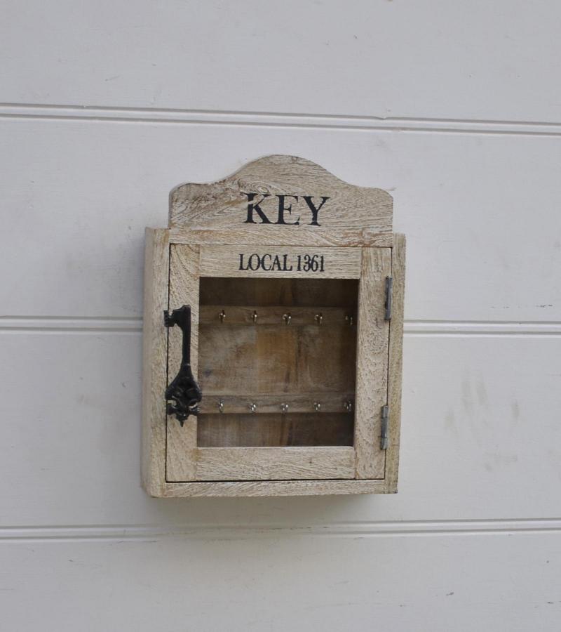 SOLID WOOD & GLASS KEY BOX
