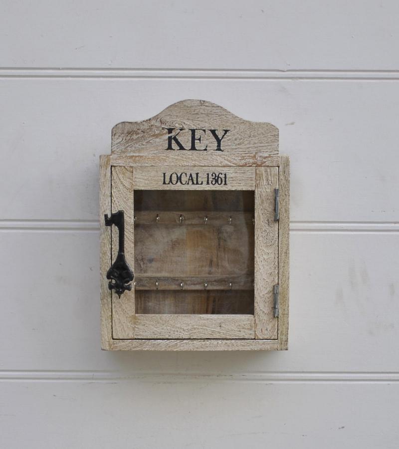 SOLID WOOD & GLASS KEY BOX