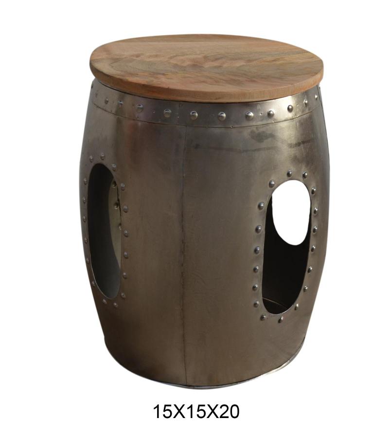 SOLID WOOD & METAL END TABLE