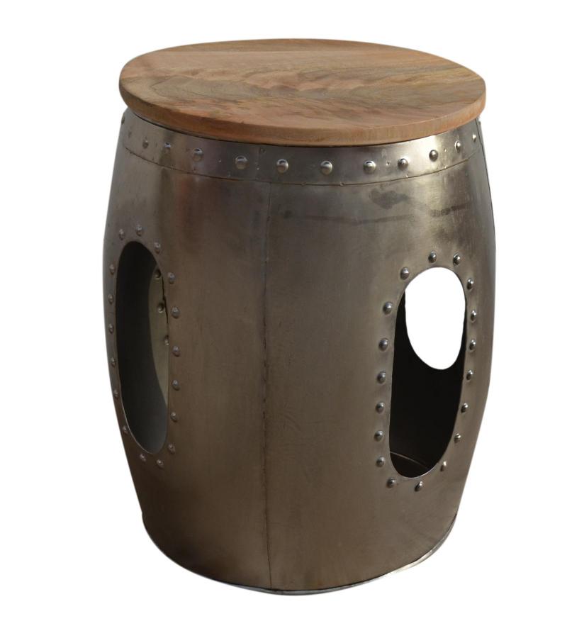 SOLID WOOD & METAL END TABLE