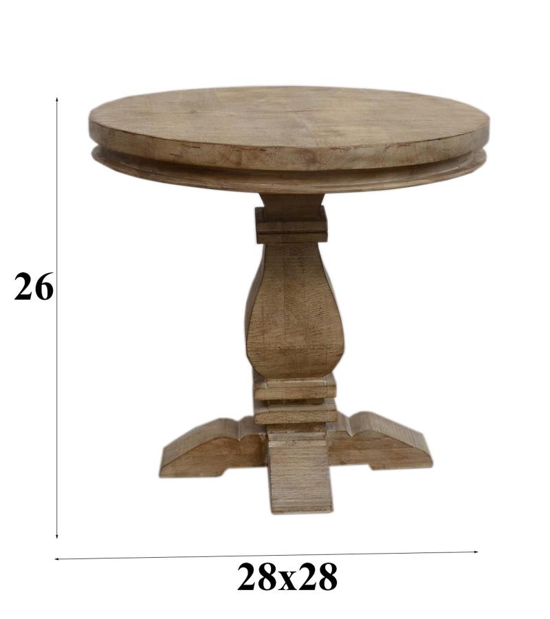 SOLID WOOD ROUND PEDESTAL END TABLE