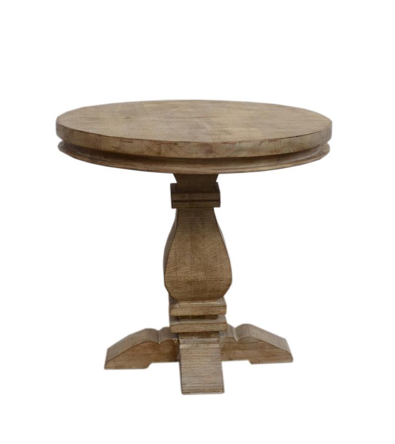 SOLID WOOD ROUND PEDESTAL END TABLE