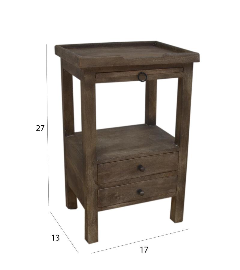 SOLID WOOD 2 DRAWER NIGHTSTAND END TABLE
