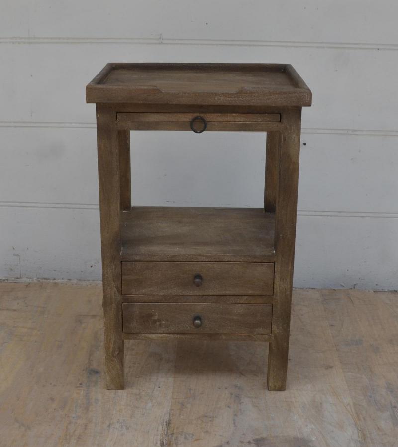 SOLID WOOD 2 DRAWER NIGHTSTAND END TABLE
