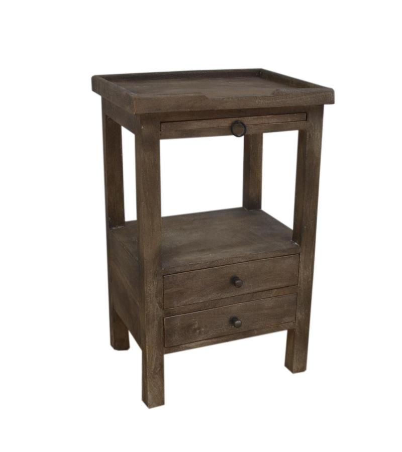 SOLID WOOD 2 DRAWER NIGHTSTAND END TABLE