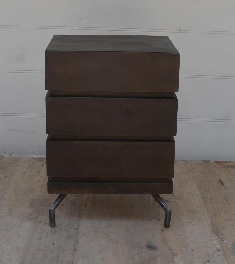 SOLID WOOD 3 DRAWER END TABLE / NIGHTSTAND