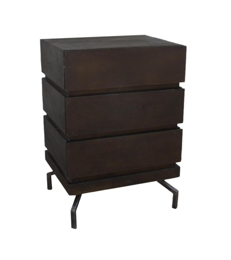 SOLID WOOD 3 DRAWER END TABLE / NIGHTSTAND