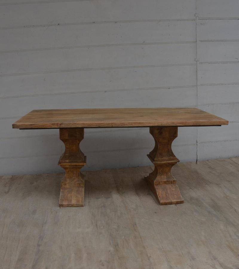 SOLID WOOD PEDESTAL DINING TABLE