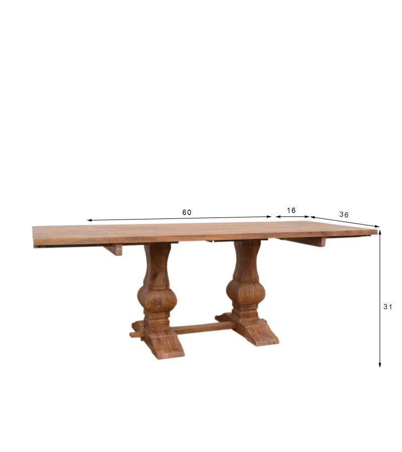 SOLID WOOD PEDESTAL EXTENSION DINING TABLE