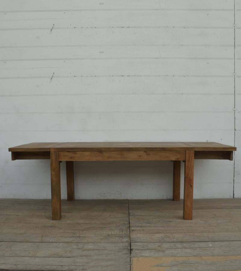 EXTENDABLE SOLID WOOD DINING TABLE W/ SELF-STORING EXTENSIONS