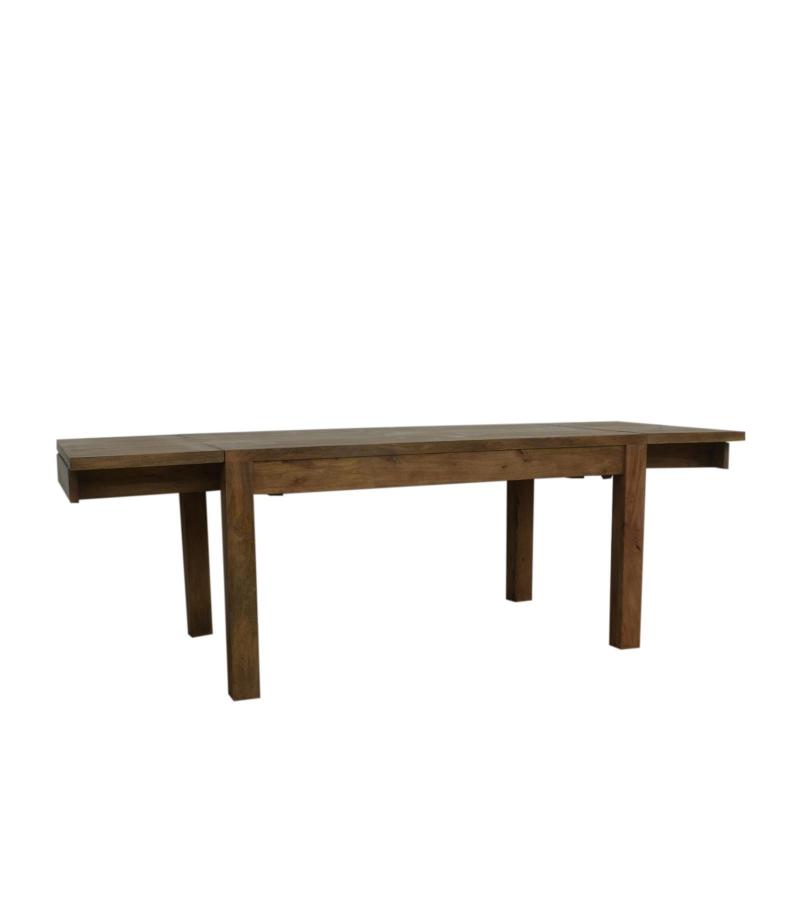EXTENDABLE SOLID WOOD DINING TABLE W/ SELF-STORING EXTENSIONS