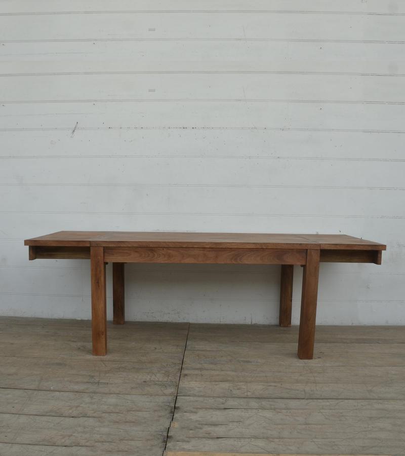 EXTENDABLE SOLID WOOD DINING TABLE W/ SELF-STORING EXTENSIONS