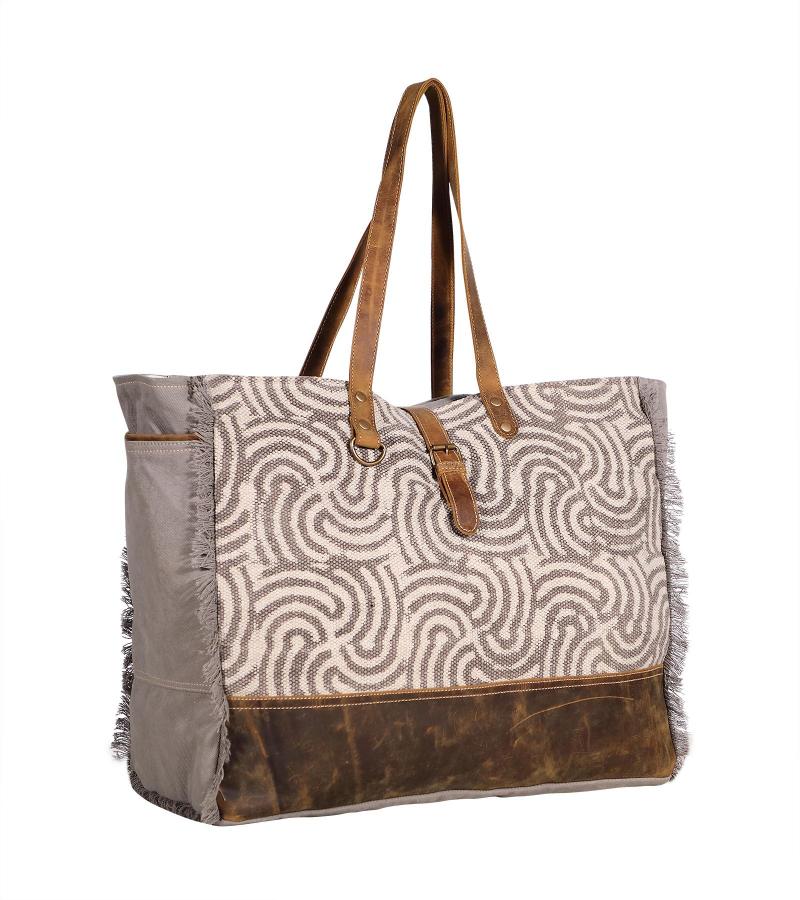 CANVAS & FULL HIDE LEATHER TOTE BAG Weekender Bag