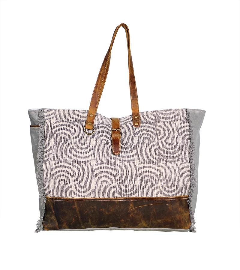 CANVAS & FULL HIDE LEATHER TOTE BAG Weekender Bag
