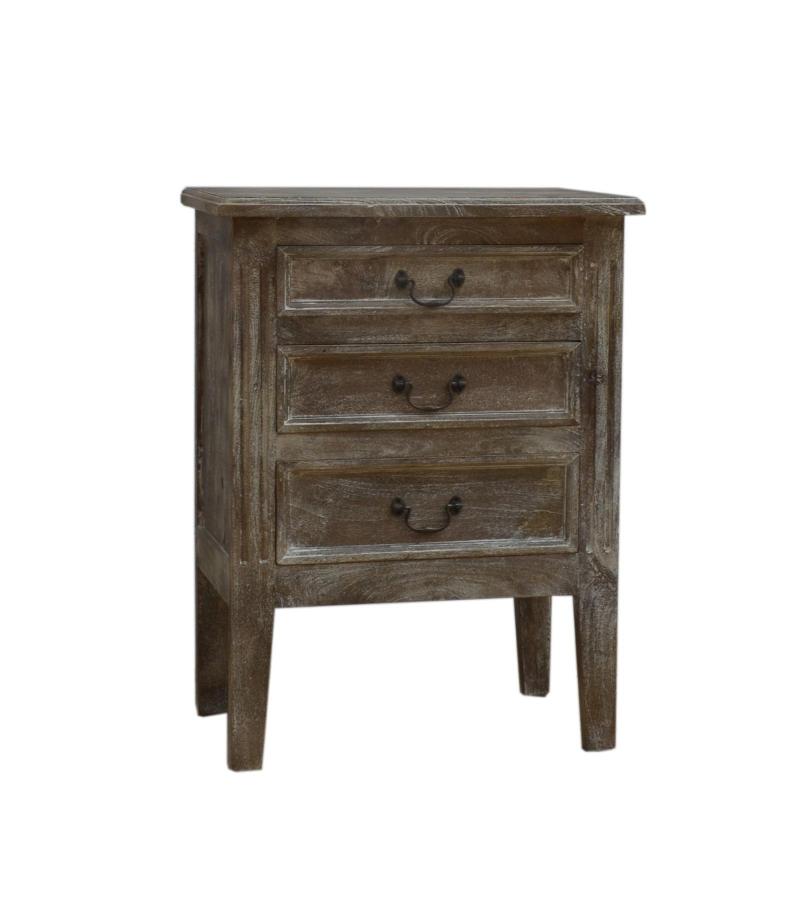 SOLID WOOD END TABLE / NIGHTSTAND 3 DRAWER