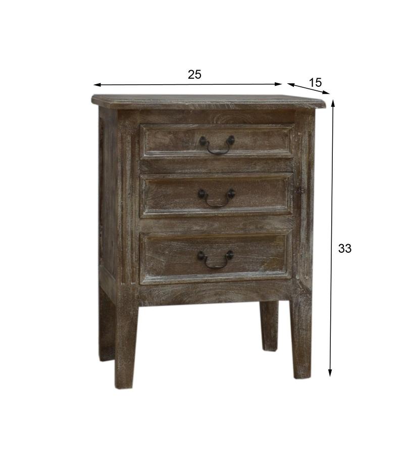 SOLID WOOD END TABLE / NIGHTSTAND 3 DRAWER