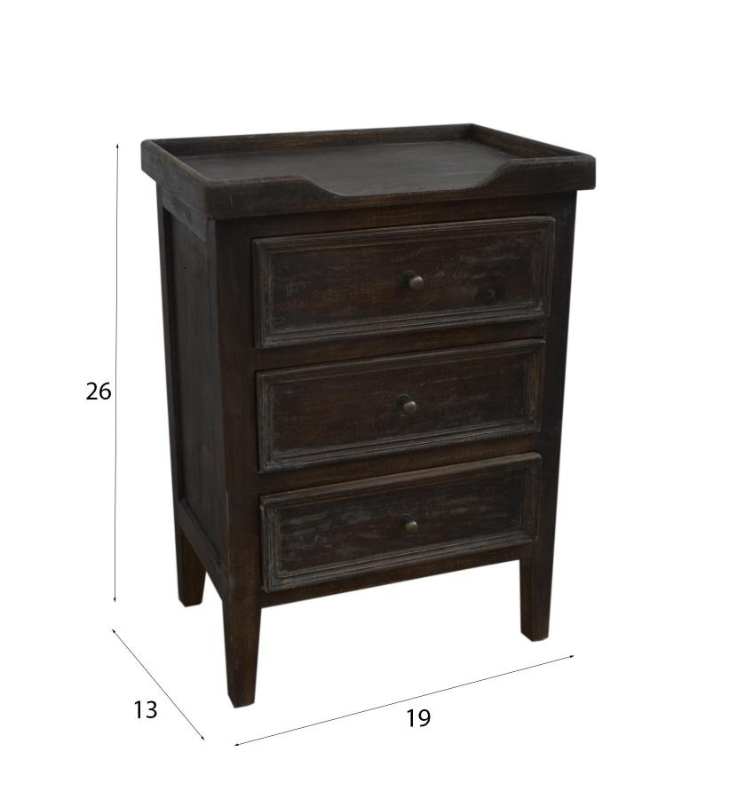 SOLID WOOD 3 DRAWER NIGHTSTAND END TABLE