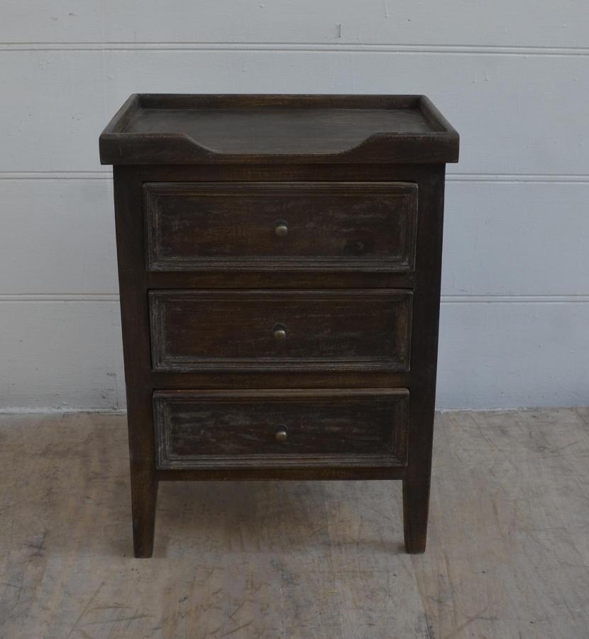 SOLID WOOD 3 DRAWER NIGHTSTAND END TABLE