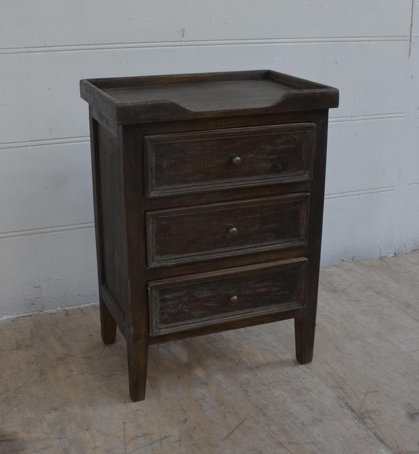 SOLID WOOD 3 DRAWER NIGHTSTAND END TABLE