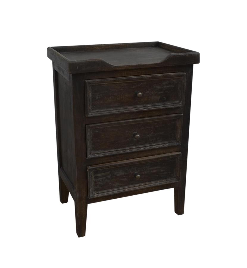 SOLID WOOD 3 DRAWER NIGHTSTAND END TABLE