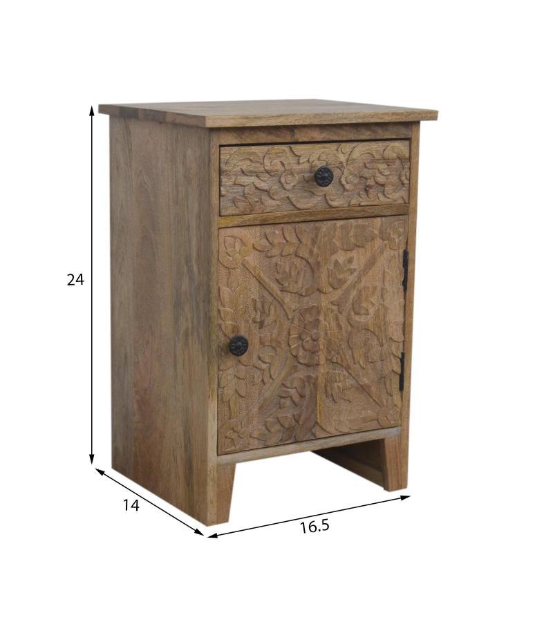 SOLID HAND CARVED WOOD NIGHTSTAND / END TABLE