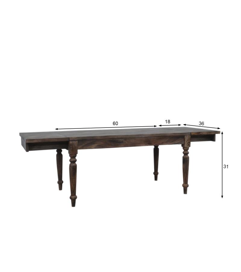 EXTENDABLE SOLID WOOD DINING TABLE W/ SELF-STORING EXTENSIONS