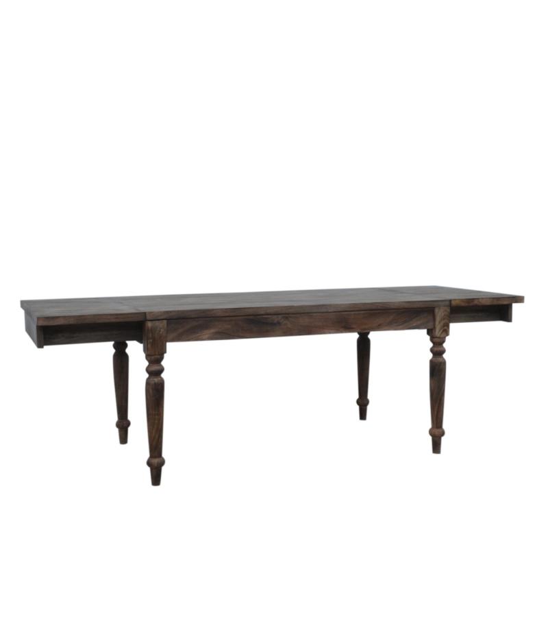 EXTENDABLE SOLID WOOD DINING TABLE W/ SELF-STORING EXTENSIONS
