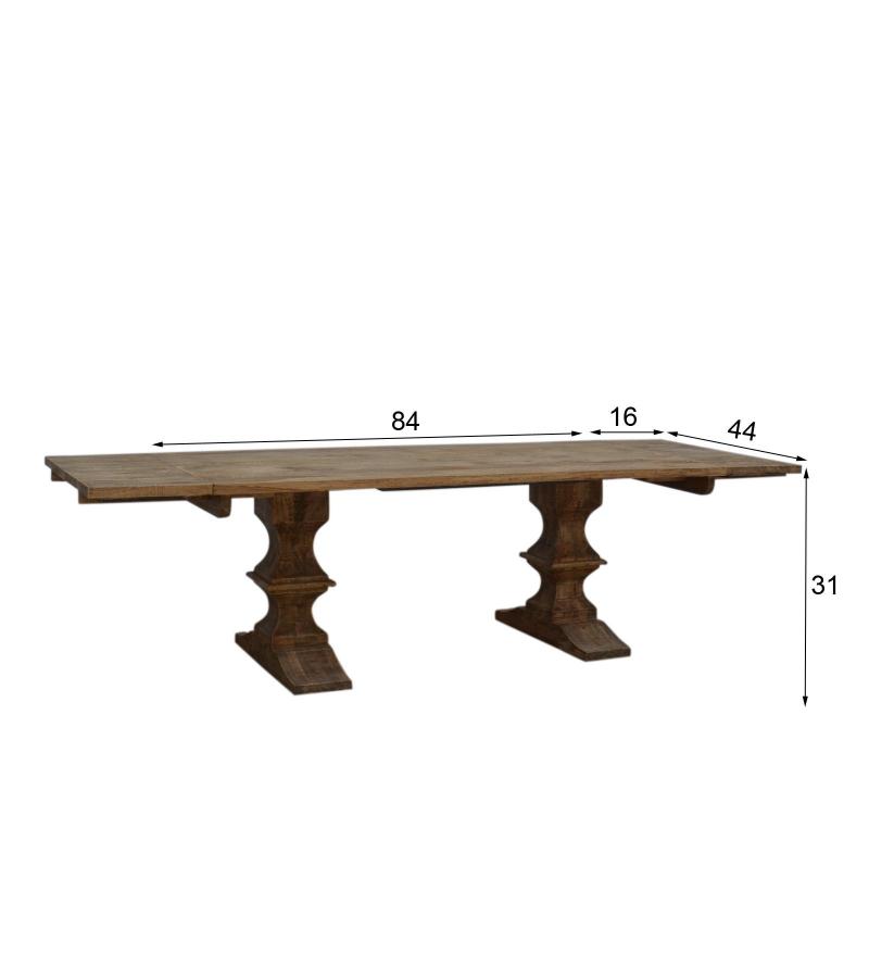 SOLID WOOD PEDESTAL EXTENSION DINING TABLE