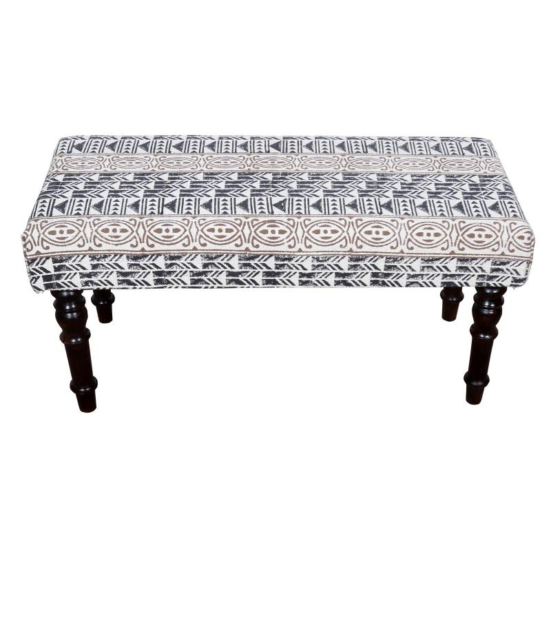 UPHOLSTERED CLOTH & SOLID WOOD BENCH